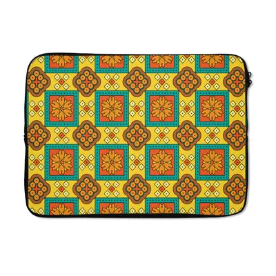 Produktbild von MuchoWow® Laptop Hülle 13 Zoll Patchwork - Retro - Blumen - Design Laptoptasche - Laptophülle - Sleeve - Rundumschutz