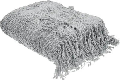 Produktbild von BELIANI Decke Grau aus Baumwolle Acryl 200 x 220 cm mit Quasten Fransen Tagesdecke Kuscheldecke Wohndecke Wohnaccessoires Wohnzimmer Schlafzimmer