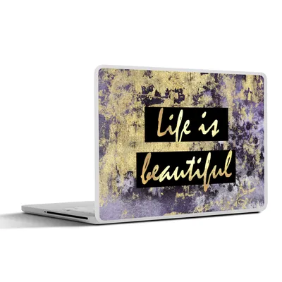 Produktbild von MuchoWow® Laptop Aufkleber Sticker Cover Zitate - Leben - Gold 30x21 cm - Sticker für Laptop - Selbstklebend