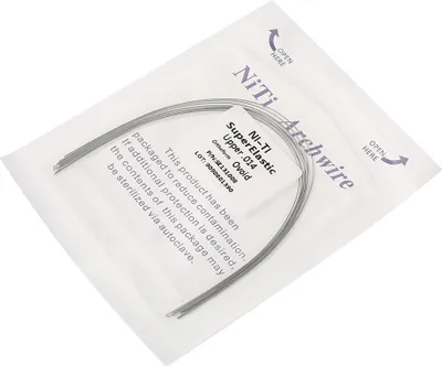 Produktbild von 100 Stück NiTi-Rundbögen für kieferorthopädische Brackets, superelastisch, für Oberkiefer, 14 Zähne