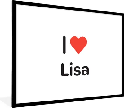 Produktbild von MuchoWow® Gerahmtes Poster Ich liebe - Lisa - Mädchen 80x60 cm - Poster mit Schwarzem Bilderrahmen Wandposter Rahmen Foto Bilder - Schlafzimmer-Dekorationen - Fotoposter