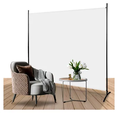 Produktbild von Raumteiler Paravent 180x180cm, Freistehende Trennwand Sichtschutz, Umkleide Sichtschutz für Büros, Innen (Weiß)