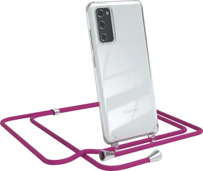 Produktbild von EAZY CASE Handykette kompatibel mit Samsung Galaxy S20 FE / S20 FE 5G Kette, Handyhülle mit Umhängeband, Handykordel, Schutzhülle, Kette, Silikonhülle, Silikon Cover, Pink