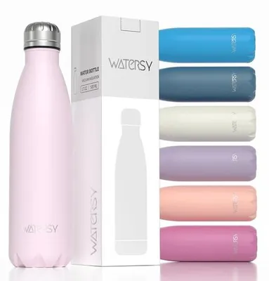 Immagine prodotto di Borraccia sportiva termica da 500 ml, acciaio inossidabile, nera, senza BPA, vuota