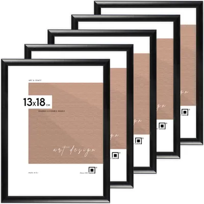 Productafbeelding van LUCA® Aluminium fotolijsten, set van 5, kleur zwart, 13x18 cm