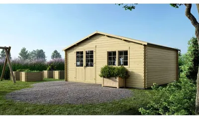 Image de Abri de jardin en bois - 30m2 - 6x5m - Ep. 40mm - Couleur: naturel - DOM747 - ALTANKA