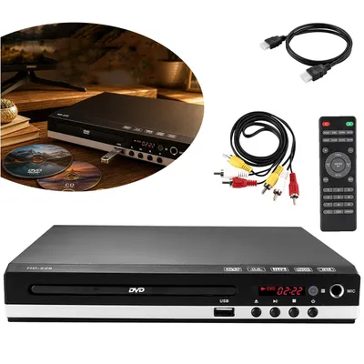 Produktbild von DVD‑Player für Fernseher Mit HDMI‑Anschluss, Mini CD/DVD Player, Karaoke‑Mikrofon‑Eingang, USB-Anschluss
