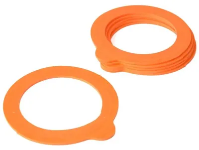 Image de Lot de 6 joints en silicone pour bocaux de conservation - Adaptés au contact alimentaire - Taille L - Couleur orange