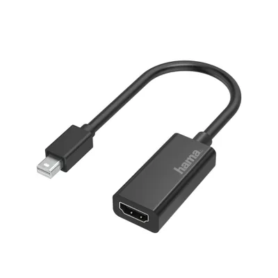 A black Mini DisplayPort to HDMI adapter cable on a white background.