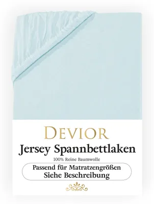 Produktbild von Devior Jersey Spannbettlaken 180x200 - 200x200 cm aqua Bettlaken 100% Baumwolle bis 22cm Matratzenhöhe Gummizug