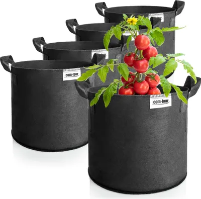 Produktbild von COM-FOUR® 5x Pflanzsack je 30 L für Kartoffeln - Tomaten-Kübel mit Griffen - Pflanztasche - Pflanztopf Tomaten - Pflanzenschutzsack