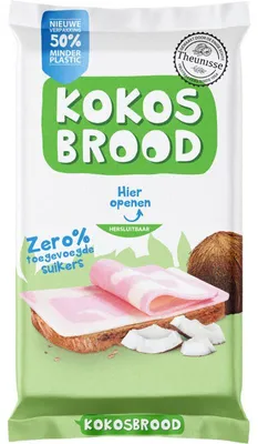 Produktbild von Theunisse Kokosbrood Zero 240g – Zuckerfreies, veganes Kokosbrot, gesunder Snack