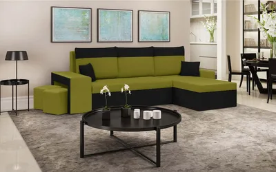 Produktbild von Ecksofa DAKOTA2 mit Schlaffunktion - Grün/Schwarz
