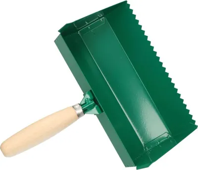 Produktbild von KOTARBAU® Klebekelle 240 mm Holzgriff Plankelle Porenbetonkelle Gasbetonkelle Mörtelbettkelle Plansteinkelle Betonschaufel Rechteckzahnung