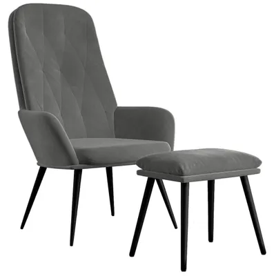 Image de vidaXL Fauteuil relax avec pouf gris foncé velours