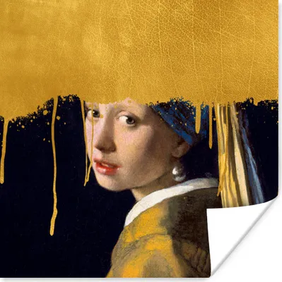 Produktbild von MuchoWow® Poster Mädchen mit einem Perlenohrring - Gold - Vermeer 100x100 cm - Babyzimmer