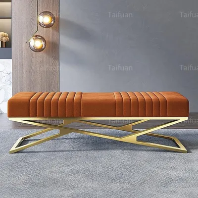 Produktbild von Sitzbank gepolstert Samt Orange 120x38x42cm