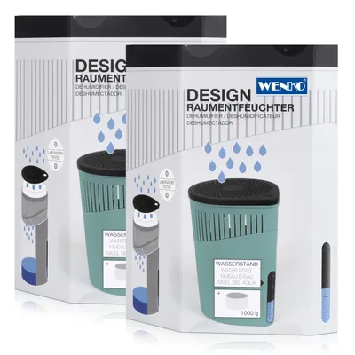 Produktbild von Wenko 50241100 Design Raumentfeuchter Drop 1000g - Türkis (2er Pack)