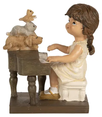 Image de Clayre & Eef Figurine de fille 10 cm Marron Polyrésine