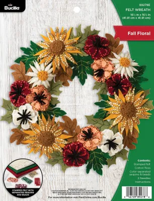 Filz-Applikationskranz-Set, 16,5" x 16,5", Herbstblumen