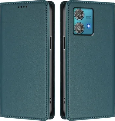 Produktbild von Handyhülle für Motorola Edge 40 Neo, Kunstleder Klapphülle Stoßfeste Magnetische Hülle mit Ständer Grün