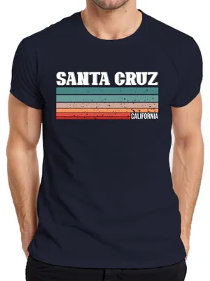Produktbild von Santa Cruz California Vintage Retro Streifen 70er 80er Sunset Herren T-Shirt, Navy, XXL