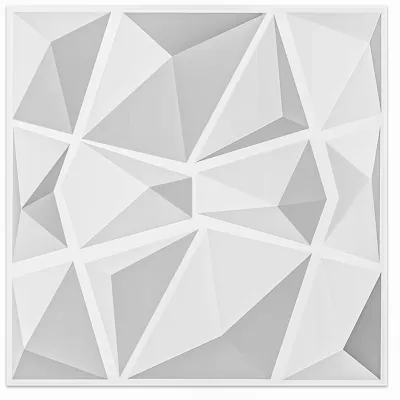 Zdjęcie produktu dla Panele ścienne 3D, PVC, wymiar 50 x 50 cm, kolor biały, wzór diamentowy