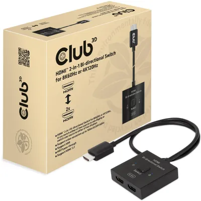 Immagine prodotto di Club3D HDMI Switch 2-in-1 bidirektional   8K60Hz/4K120Hz UHD retail