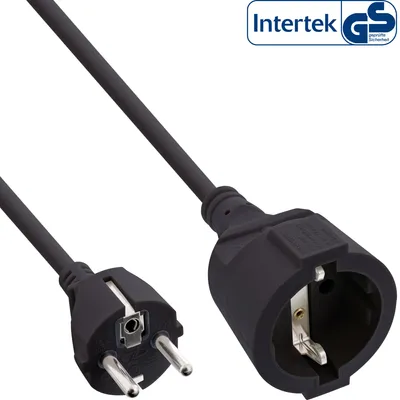 Produktbild von InLine Schutzkontakt-Verlängerung ST / BU, schwarz, 15m, 15 m, Schwarz, 1.5 mm², 56 mm, 15000 mm, 56 mm