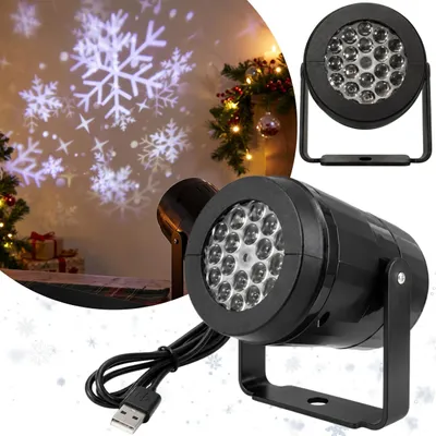 Produktbild von Weihnachts-LED-Schneeprojektor mit beweglichen Schneeflocken, USB