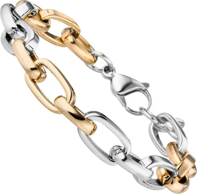 Produktbild von 10,2mm Erbs-Anker flach Armband Edelstahl bicolor gold-farben beschichtet 22cm