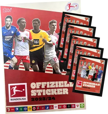 Produktbild von Topps Bundesliga Sticker 2024 - Fußball Sammelsticker - 1 Album + 5 Tüten