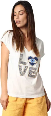 Produktbild von Deeluxe Mykolove Kurzarm-t-shirt Mit V-ausschnitt Weiß 2XL Damen Weiß 2XL
