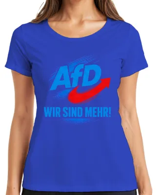 Obrázek produktu pro Tričko s nápisem "AfD Wir Sind Mehr Deutschland Patriot", modré barvy, velikost XXL. (Sarkastický výrok.)