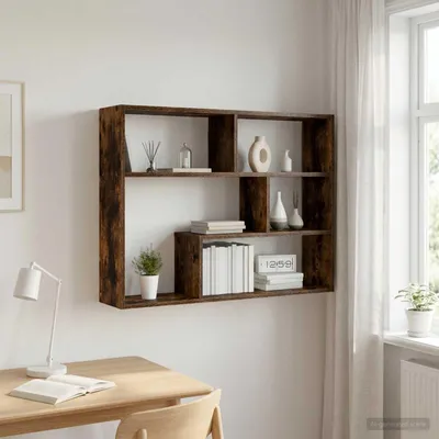 Productafbeelding van Maison Exclusive - Wandplank met wandbevestiging, gerookt eikenhout, 95 x 20 x 69,5 cm