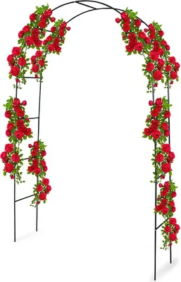 Obrázek produktu pro Kinzo oblouk s růžemi - 240 x 140 cm - Odolná kovová pergola pro zahradu a terasu