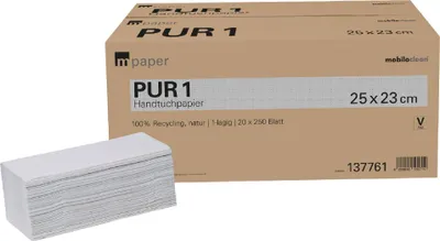 Produktbild von mpaper Papierhandtücher PUR 1 1-lagig V-Falz natur 25x23 cm