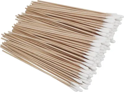 Produktbild von 300 x Wattestäbchen Langer Holzgriff Wattestäbchen Reinigungsstäbchen zum Schminken Reinigen Polieren