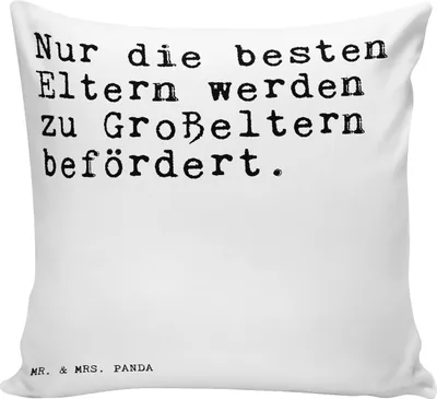 Produktbild von Mr. & Mrs. Panda Dekokissen Nur die besten Eltern... - Weiß - Geschenk, Kuschelkissen, Polster, Oma Opa, Spruch Sprüche Weisheiten Zitate Lustig Weisheit Worte, schöner