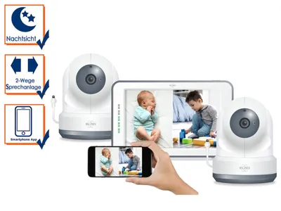 Produktbild von ELRO BC4000-2 Royale Babyphone mit 2 Full HD Kameras, 12,7 cm Touchscreen und Gegensprechfunktion