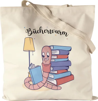 Produktbild von Bücherwurm Jutebeutel Stoffbeutel Bücher lesen Buch lustiges Motiv Lesen macht Spaß Buch Buchliebe Buchliebhaber