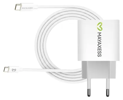 Obrázok produktu pre Mayaxess, 20 W napájací adaptér pre Galaxy S23 Fe + kábel USB-C 1 m, biely