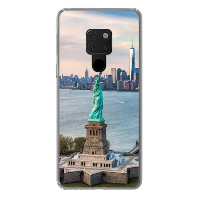Produktbild von MuchoWow® Handyhülle Schutzhülle Hülle für Huawei P40 Lite Freiheitsstatue mit der Skyline von New York Silikon Softcase Handy Hülle - Handy
