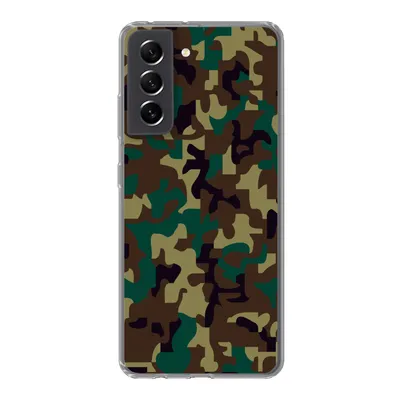 Produktbild von MuchoWow® Handyhülle Schutzhülle Hülle für Samsung Galaxy S21 FE Camouflage-Muster mit dunklen Farben Silikon Softcase Handy Hülle - Mobiltelefonhülle