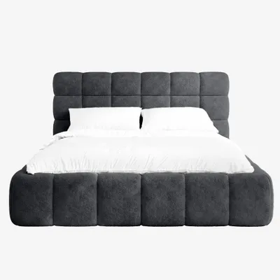 Produktbild von MNUUO Polsterbett CHOCCO mit Bettkasten Dunkelgrau 140 x 200 cm Hebbarer Holz-Lattenrost