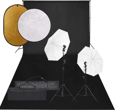 Productafbeelding van Fotostudioset met verlichtingsset, achtergrond en reflector