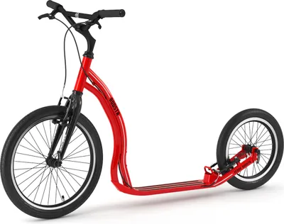 Image de Yedoo Rodstr Alloy Roller Scooter Trottinette - pour adultes et adolescents, jusqu'à 150 kg, avec pneus gonflables 20/16 et guidon réglable rouge