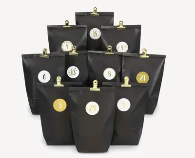 Produktbild von Adventskalender Set mit 24 Papiertüten und Klammern, Geschenktüten DIY zum befüllen, ideal als Geschenk