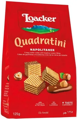 Produktbild von Loacker Quadratini Napolitaner Waffelschnitten in Würfelform 125g