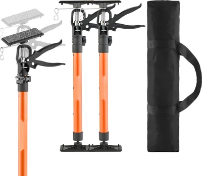 Zdjęcie produktu dla Podpora sufitowa obsługiwana jedną ręką – teleskopowa podpora montażowa 2 sztuki – długość 53–155 cm – stal – nośność 70 kg – mechanizm szybkiego zaciskania – do montażu szafek i suchej zabudowy